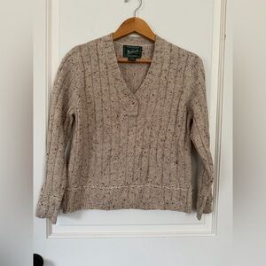 VTG Woolrich Marbled Rib Knit V-Neck Sweater Confetti Tweed - Petite Small wool